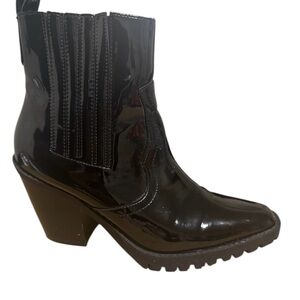 Black Patent Leather Ankle Boots